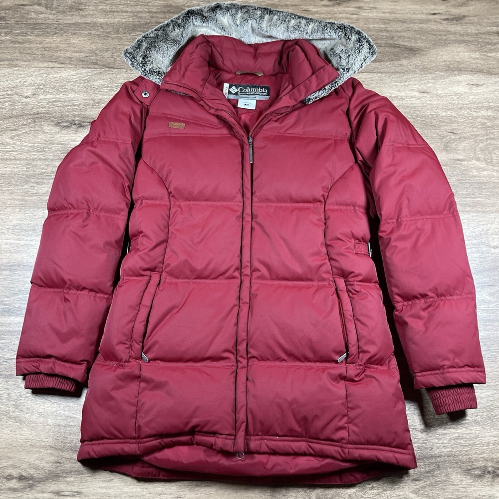 Columbia XCO Women's Medium Red Long Puffer Down Winter‎ Insulated Jacket